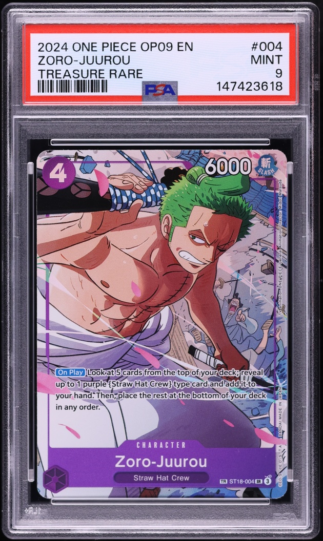 2024 One Piece Emperors In The New World SR Treasure Rare Zoro-Juurou #ST18-004 PSA 9 MINT
