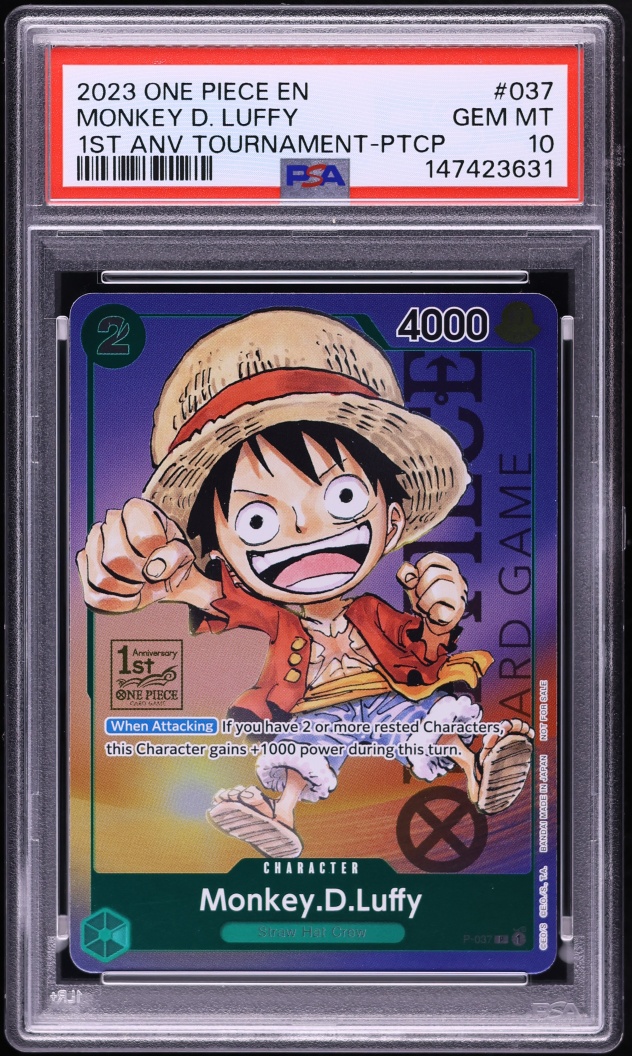 2023 One Piece Promo 1st Anniversary Tournament Participation Monkey D. Luffy #P-037 PSA 10 GEM