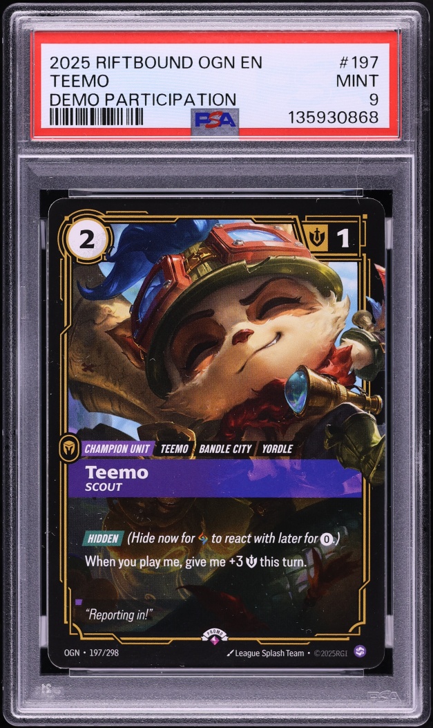 2025 Riftbound League Of Legends Origins Demo Participation Teemo #197 PSA 9 MINT