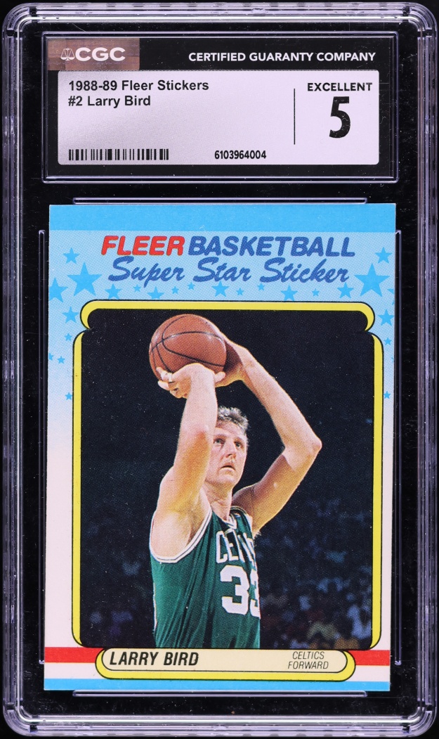 1988 Fleer Stickers Larry Bird #2 CGC 5 EX