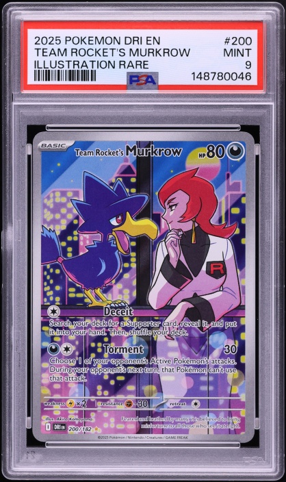 2025 Pokemon Scarlet & Violet Destined Rivals IR Team Rocket's Murkrow #200 PSA 9 MINT