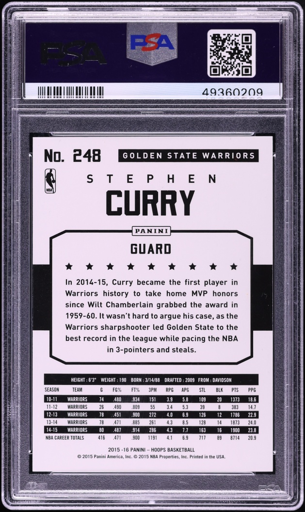 2015 Hoops Silver Stephen Curry /299 #248 PSA 10 GEM MINT