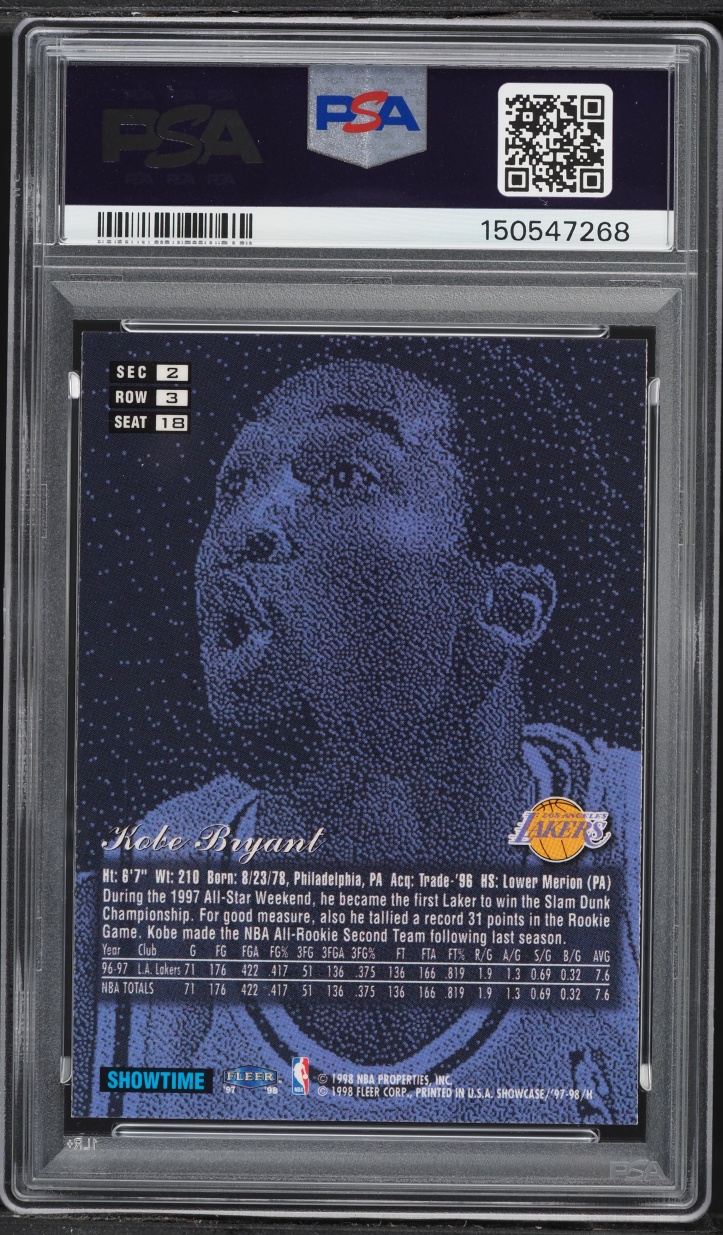 1997 Flair Showcase Row 3 Kobe Bryant #18 PSA 8 NM-MT