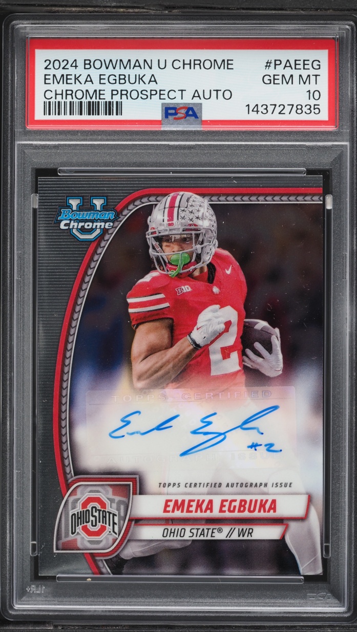 2024 Bowman Chrome University Emeka Egbuka ROOKIE AUTO #PA-EEG PSA 10 GEM MINT