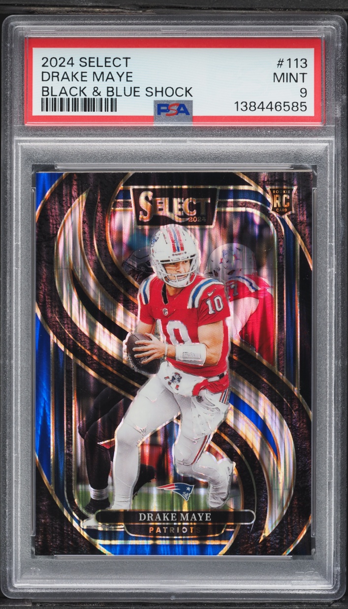 2024 Select Premier Level Black & Blue Shock Drake Maye ROOKIE #113 PSA 9 MINT
