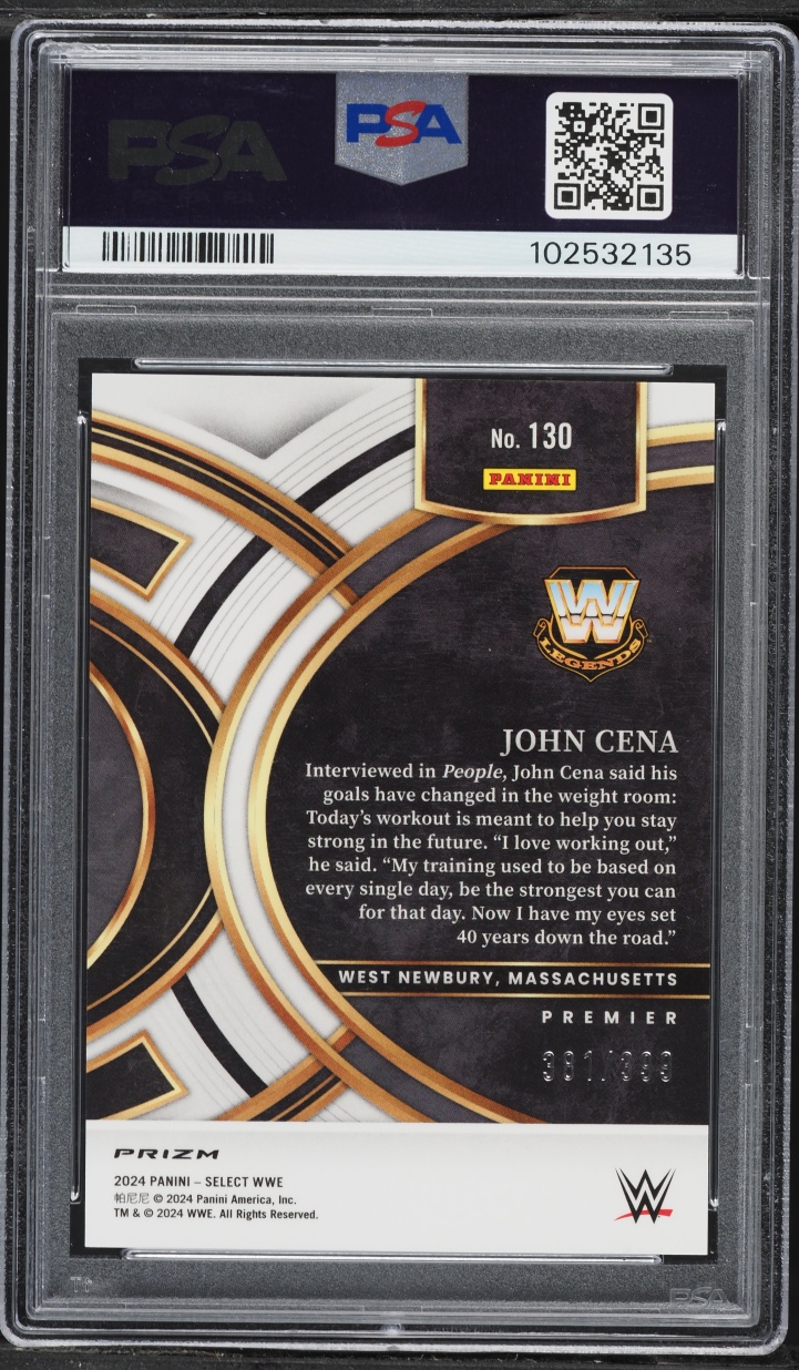 2024 Select Premier WWE Black & Blue Prizm John Cena /399 #130 PSA 8 NM-MT