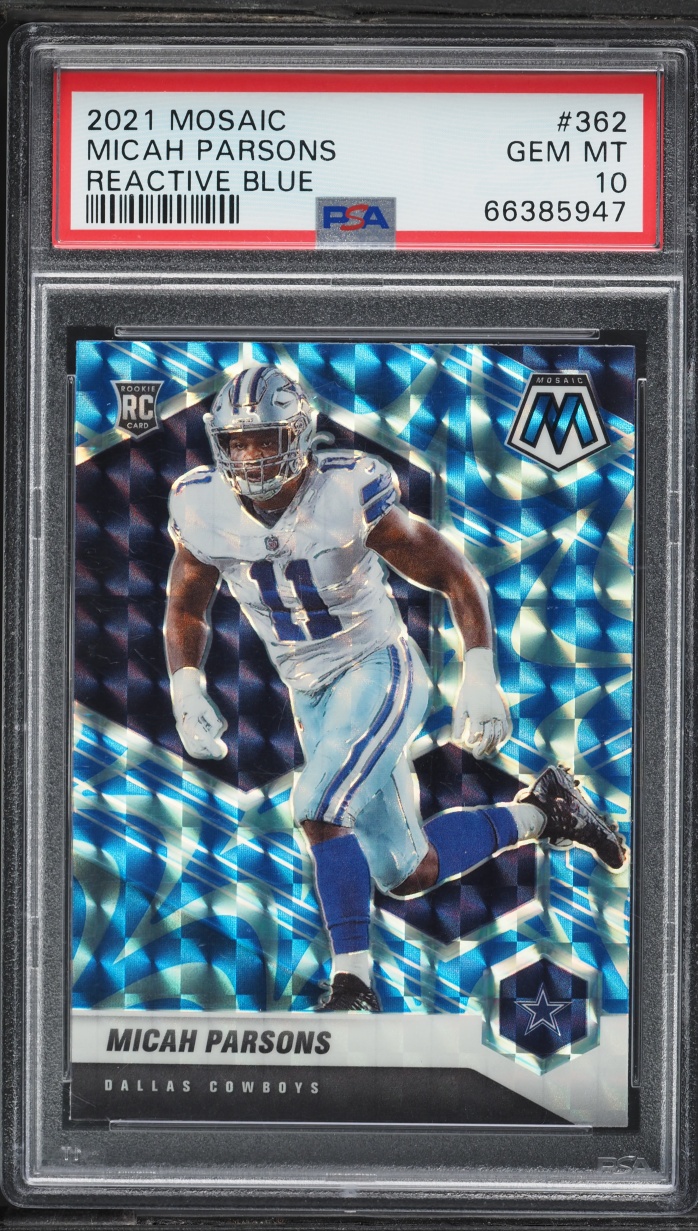 2021 Panini Mosaic Reactive Blue Micah Parsons ROOKIE #362 PSA 10 GEM MINT