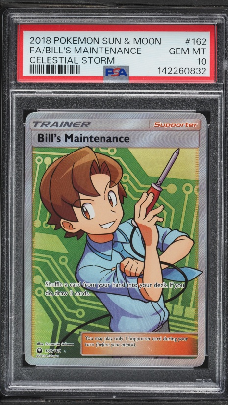 2018 Pokemon Sun & Moon Celestial Storm Full Art Bill's Maintenance #162 PSA 10 GEM MINT