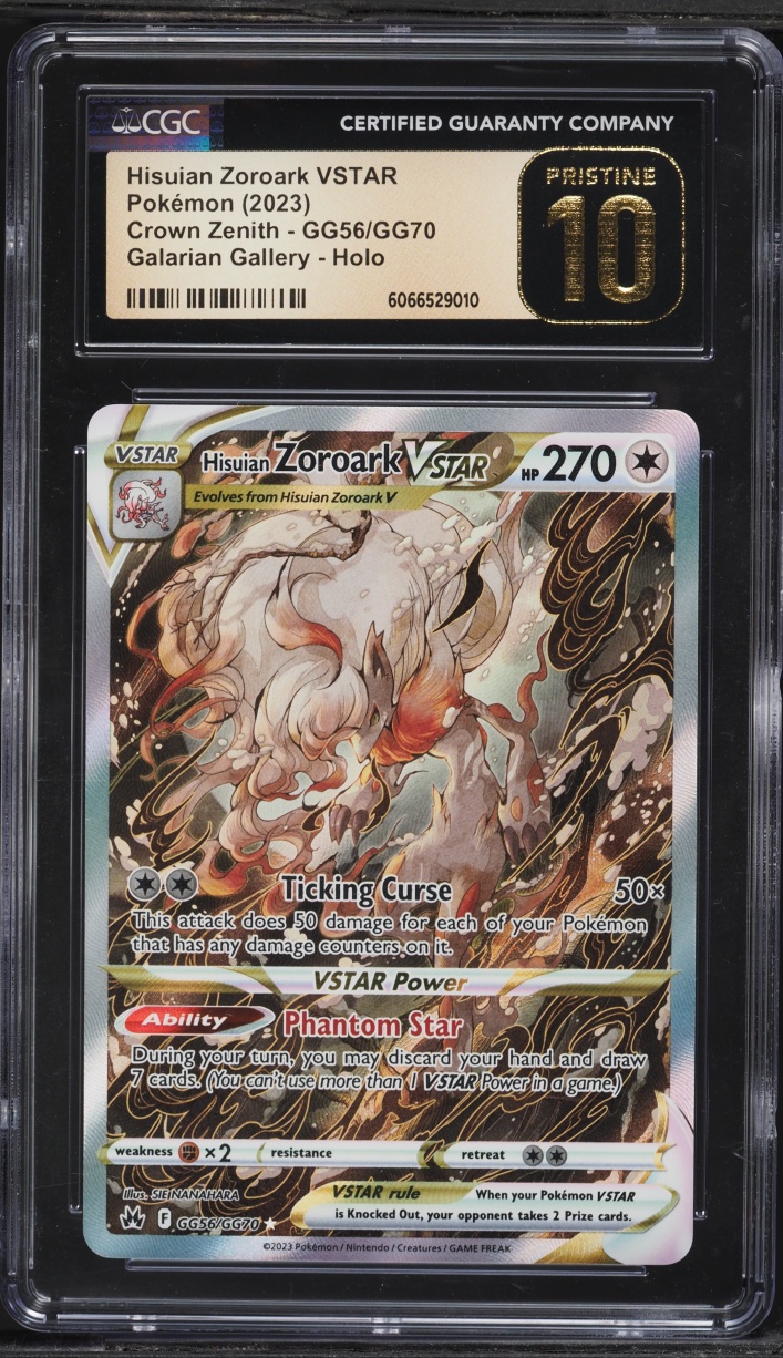2023 Pokemon Sword & Shield Crown Zenith Alt Art Hisuian Zoroark VSTAR #GG56 CGC 10 PRISTINE