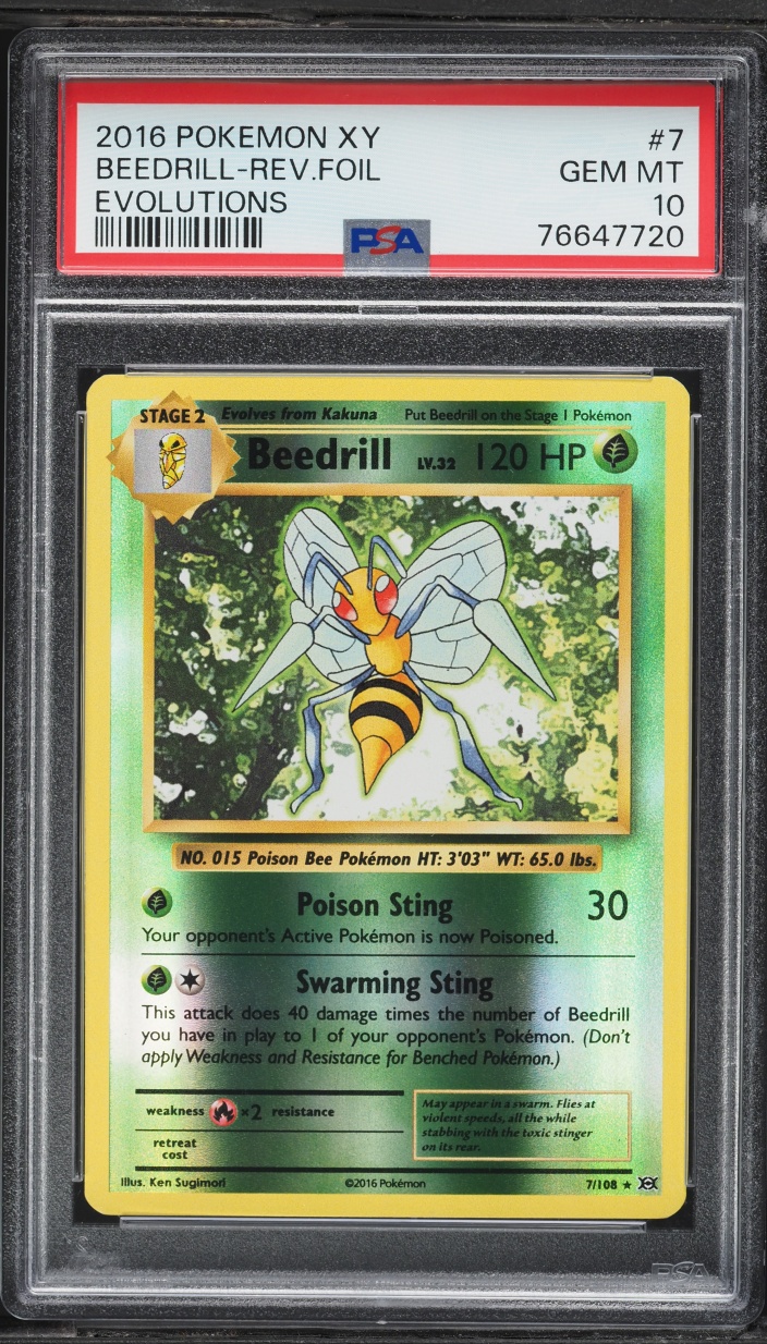 2016 Pokemon XY Evolutions Reverse Holo Beedrill #7 PSA 10 GEM MINT
