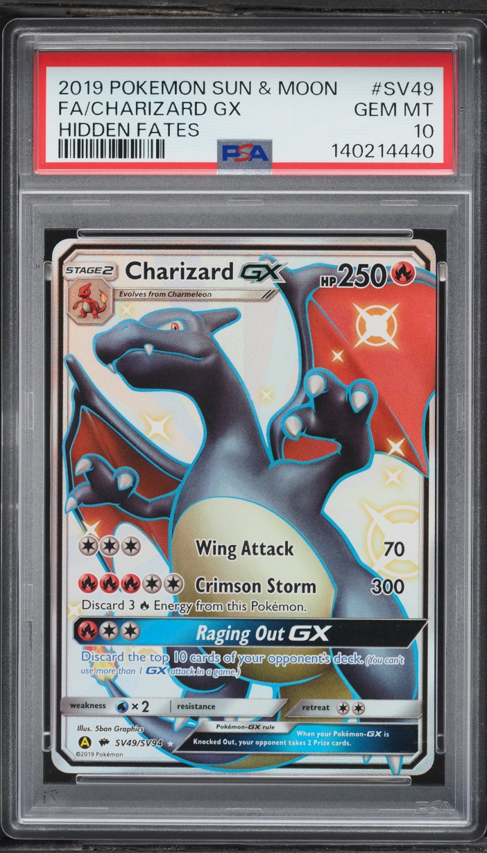 2019 Pokemon Sun & Moon Hidden Fates Shiny Vault Full Art Charizard GX #SV49 PSA 10 GEM MINT