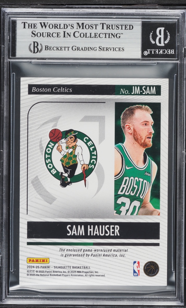 2024 Panini Silhouette Jumbo Memorabilia Holo Platinum Sam Hauser PATCH /4 #84 BGS 8.5 NM-MT+