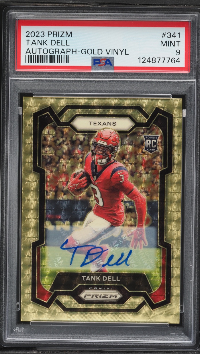 2023 Panini Prizm Gold Vinyl Tank Dell ROOKIE AUTO /5 #341 PSA 9 MINT