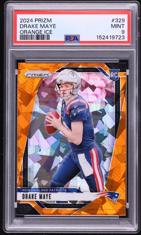 2024 Panini Prizm Orange Ice Drake Maye ROOKIE #329 PSA 9 MINT