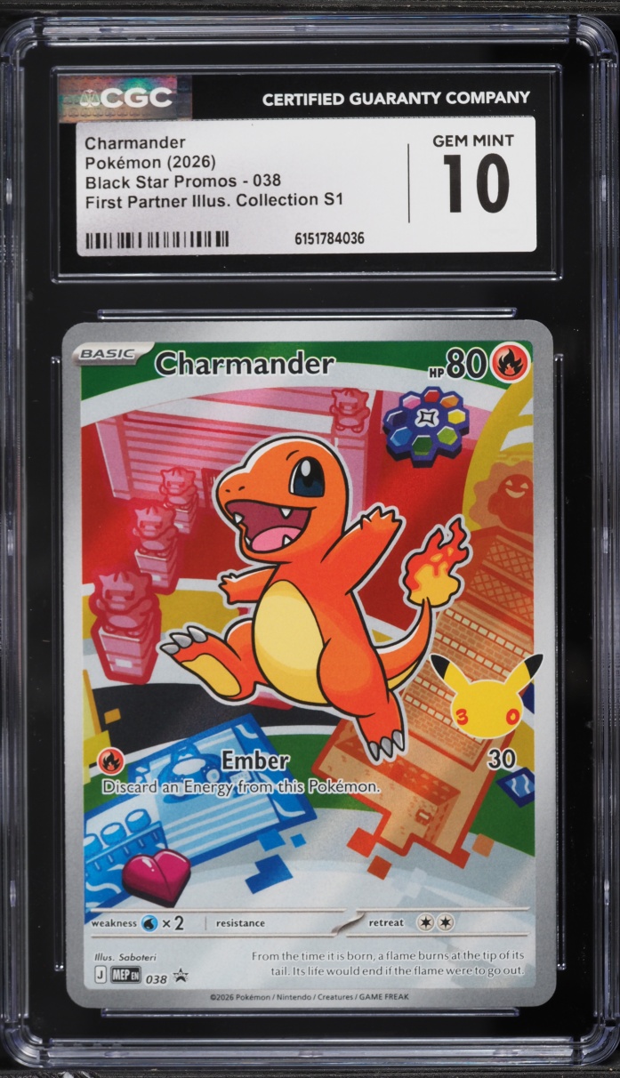 2026 Pokemon Black Star Promo First Partner Illustration Collection S1 Charmander #038 CGC 10
