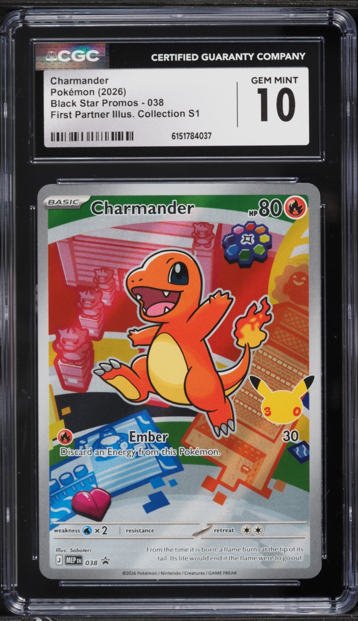 2026 Pokemon Black Star Promo First Partner Illustration Collection S1 Charmander #038 CGC 10