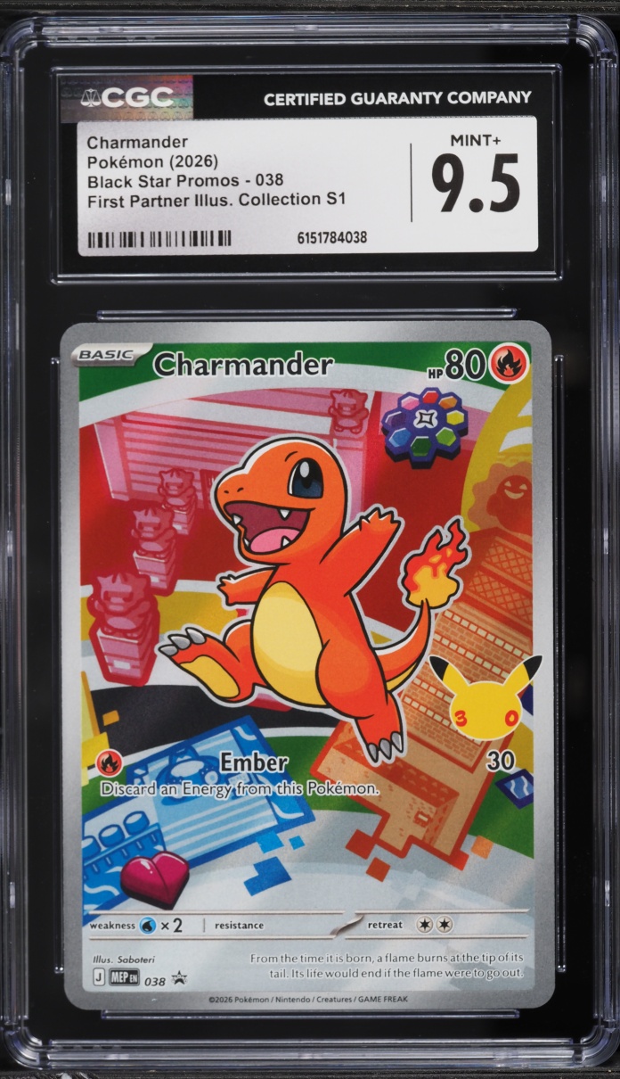 2026 Pokemon Black Star Promo First Partner Illustration Collection S1 Charmander #038 CGC 9.5