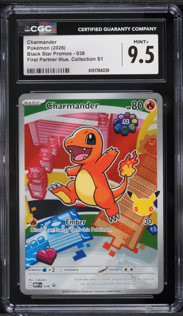2026 Pokemon Black Star Promo First Partner Illustration Collection S1 Charmander #038 CGC 9.5
