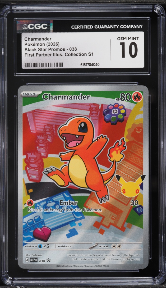 2026 Pokemon Black Star Promo First Partner Illustration Collection S1 Charmander #038 CGC 10