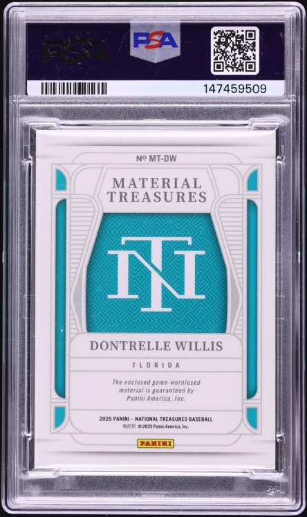 2025 National Treasures Holo Gold Dontrelle Willis PATCH 1/10 #MT-DW PSA 8 NM-MT