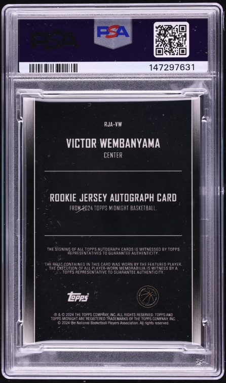 2023 Topps Midnight Victor Wembanyama ROOKIE PATCH AUTO #RJA-VW PSA 8 NM-MT