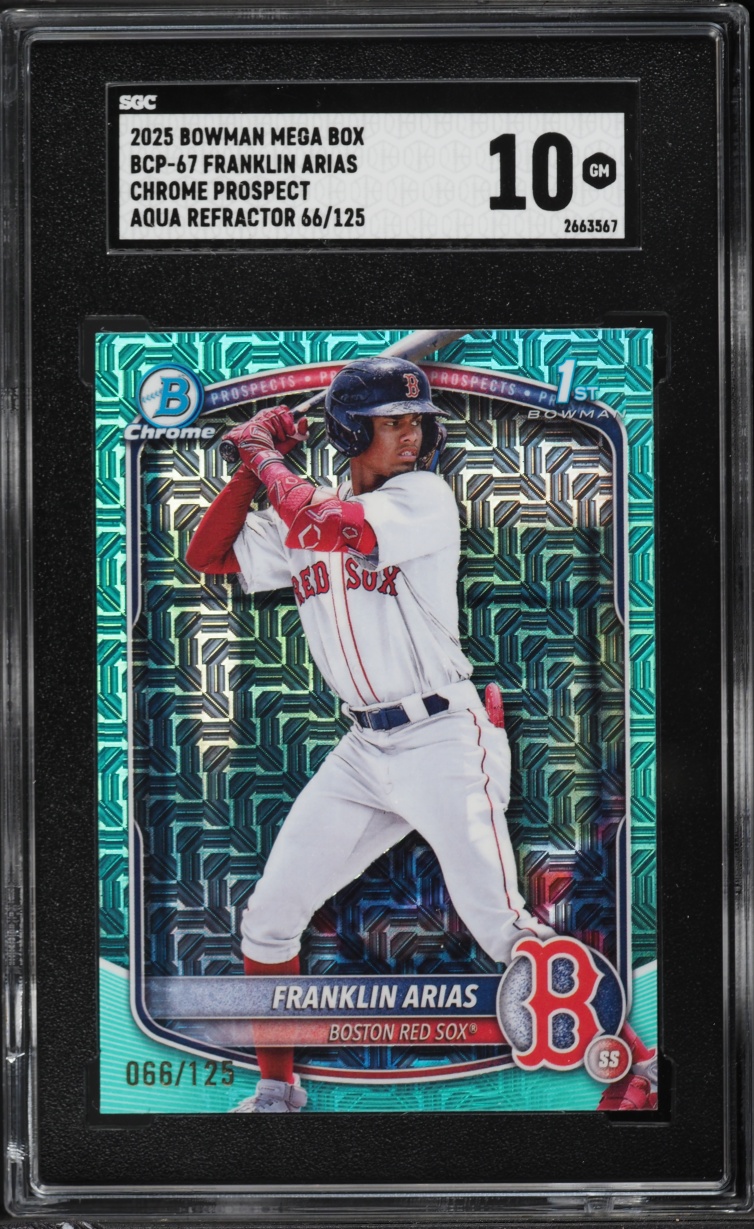 2025 Bowman Chrome Mega Box Aqua Refractor Franklin Arias PROSPECT /125 #BCP-67 SGC 10 GEM MINT