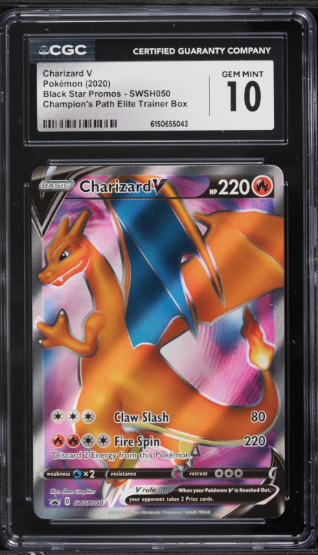 2020 Pokemon Sword & Shield Promo Champion's Path ETB Full Art Charizard V #SWSH050 CGC 10 GEM