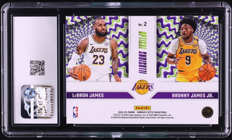 2024 Donruss Optic Optical Illusions LeBron James & Bronny James Jr. ROOKIE #2 CGC 10 GEM MINT
