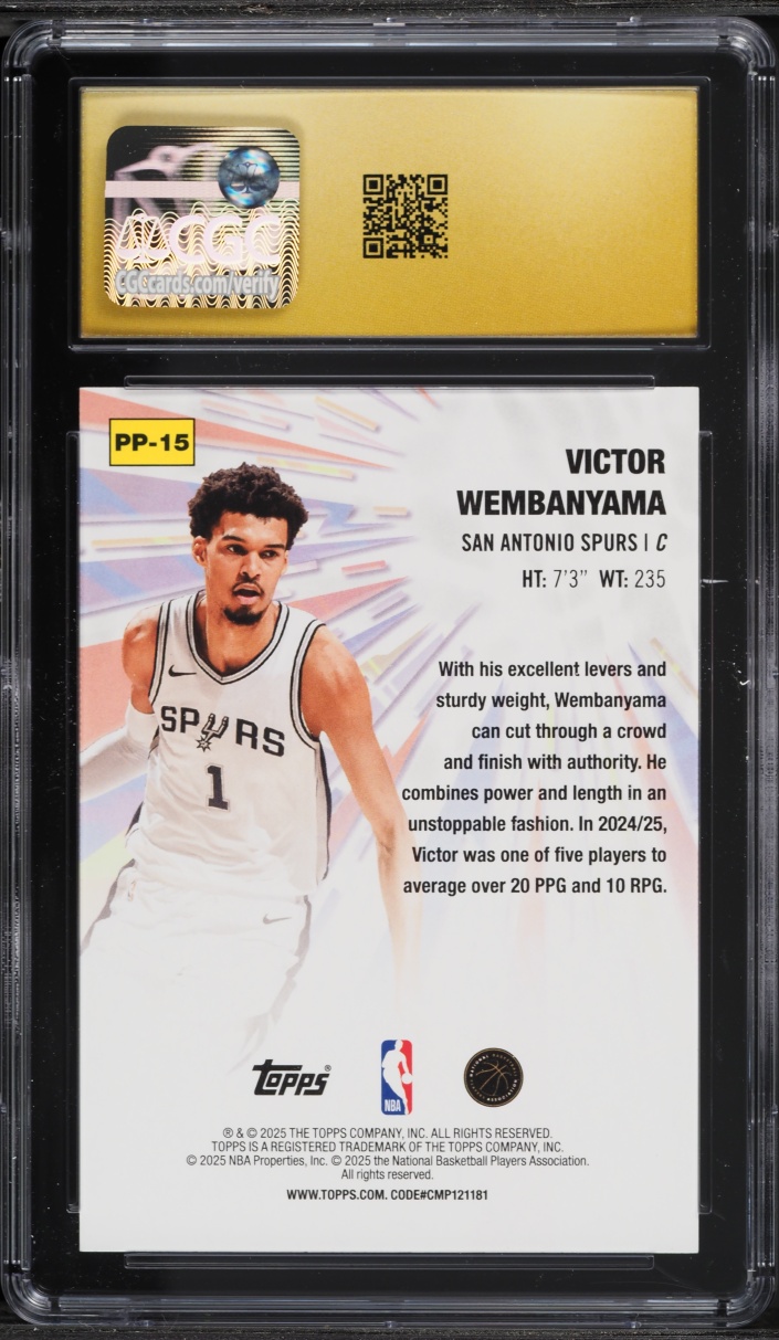 2025 Topps Power Players Holo Foil Victor Wembanyama #PP-15 CGC 10 PRISTINE