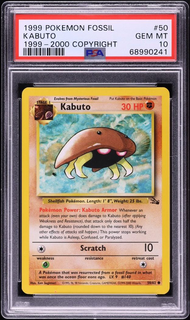 1999 Pokemon Fossil '99-00 Copyright Kabuto #50 PSA 10 GEM MINT