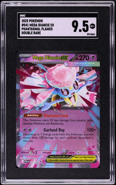 2025 Pokemon Mega Evolution Phantasmal Flames Mega Diancie Ex #041 SGC 9.5 MINT+
