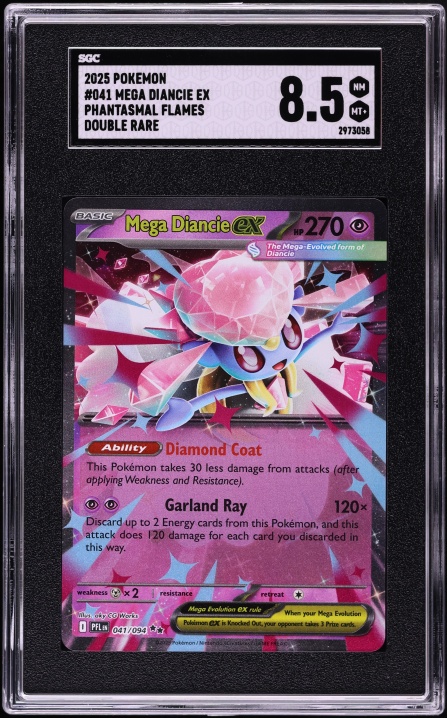 2025 Pokemon Mega Evolution Phantasmal Flames Mega Diancie Ex #041 SGC 8.5 NM-MT+