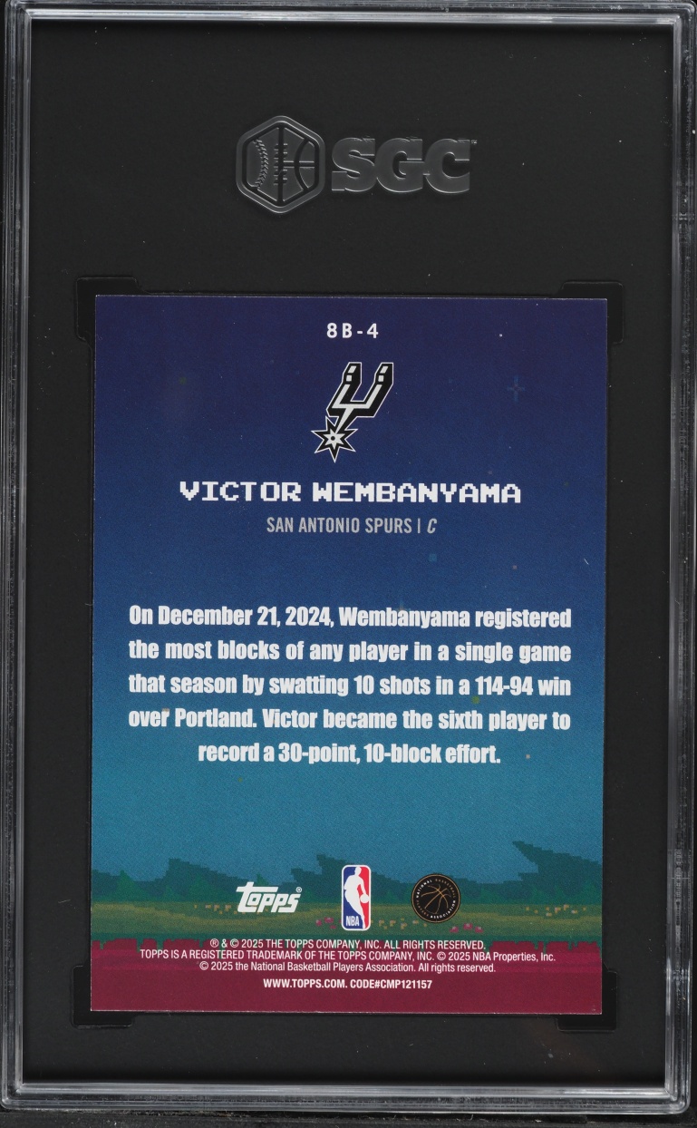 2025 Topps 8-Bit Ballers Victor Wembanyama #8B-4 SGC 10 GEM MINT