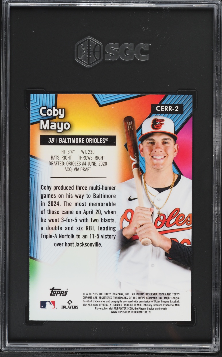 2025 Topps Chrome All-Etch Rush Coby Mayo ROOKIE #CERR-2 SGC 10 GEM MINT