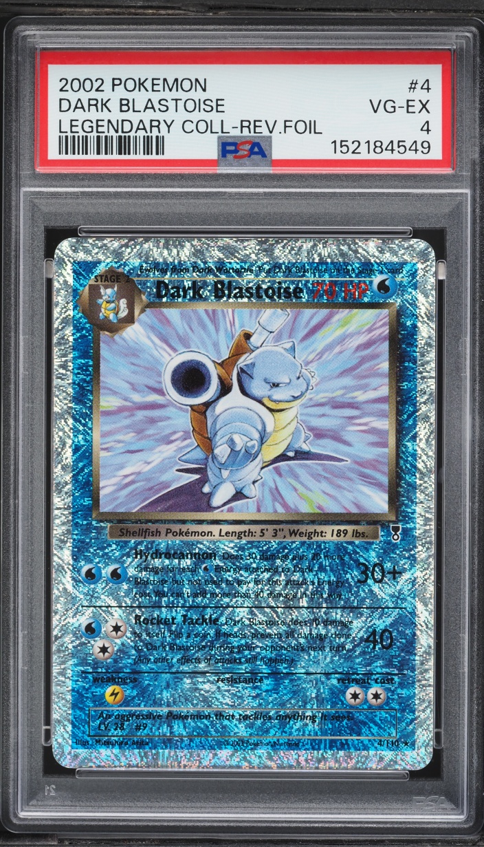 2002 Pokemon Legendary Collection Reverse Holo Dark Blastoise #4 PSA 4 VGEX