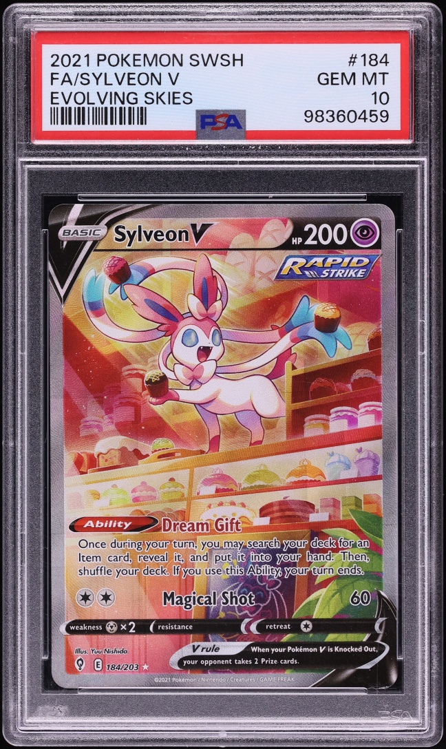 2021 Pokemon Sword & Shield Evolving Skies Full Art Sylveon V #184 PSA 10 GEM MINT