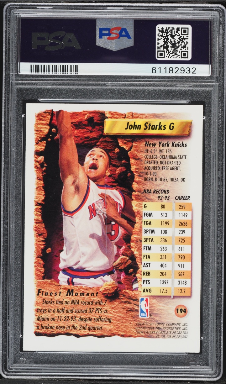 1993 Finest Refractor John Starks #194 PSA 7 NRMT