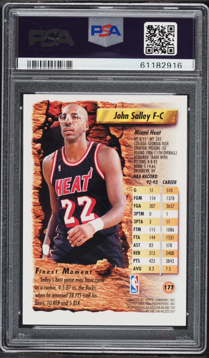 1993 Finest Refractor John Salley #177 PSA 6 EXMT