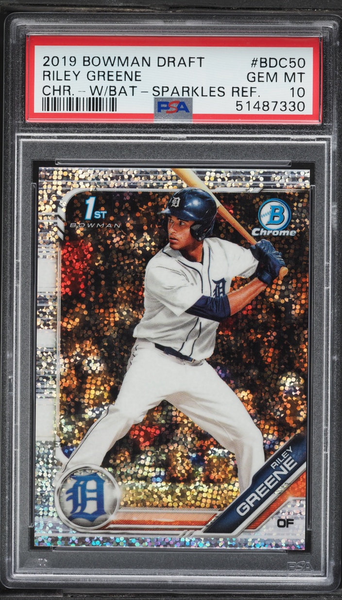 2019 Bowman Chrome Sparkles Refractor Riley Greene PROSPECT #BDC-50 PSA 10 GEM MINT