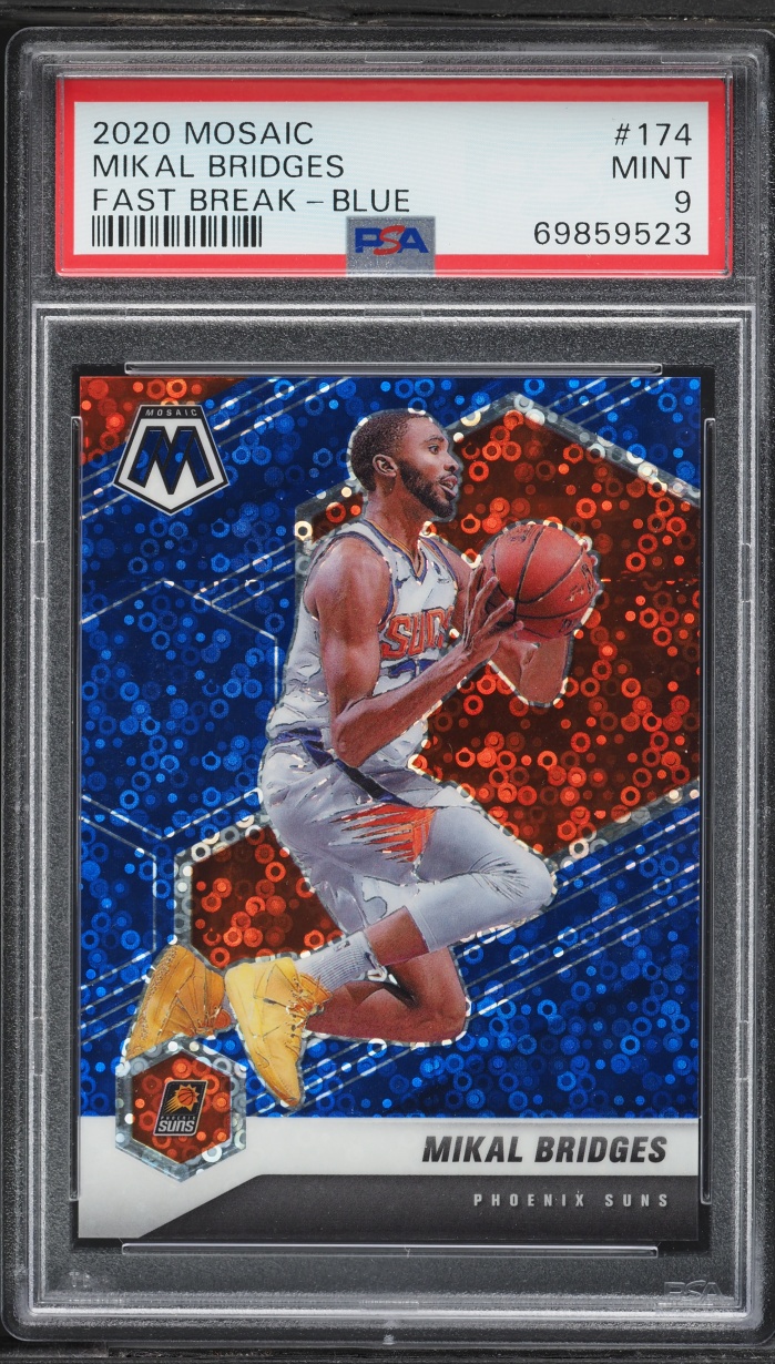 2020 Panini Mosaic Fast Break Blue Mikal Bridges /85 #174 PSA 9 MINT
