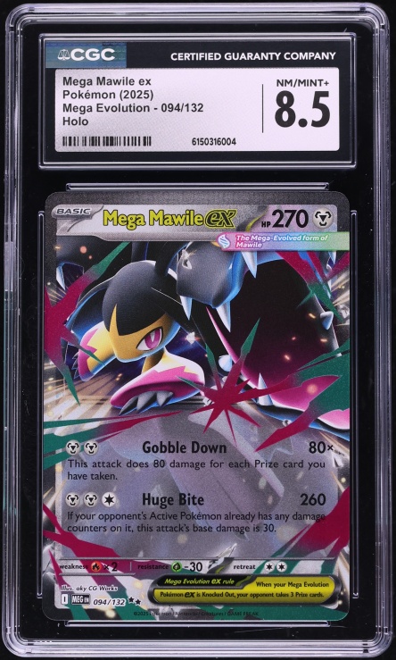 2025 Pokemon Mega Evolution Holo Mega Mawile ex #94 CGC 8.5 NM-MT+