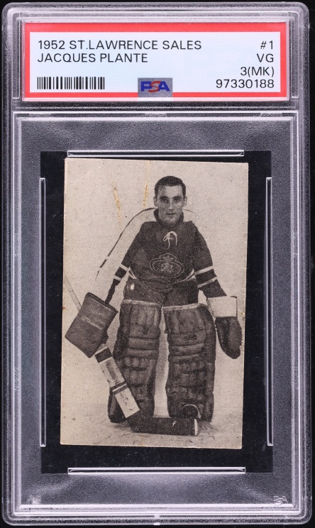 1952 St. Lawrence Sales Hockey Jacques Plante #1 PSA 3(mk) VG