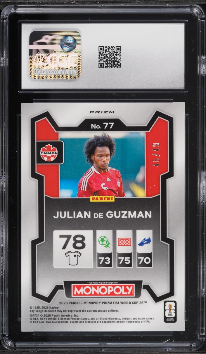2026 Panini Prizm Monopoly FIFA World Cup Gold Julian De Guzman /49 #77 CGC 9 MINT