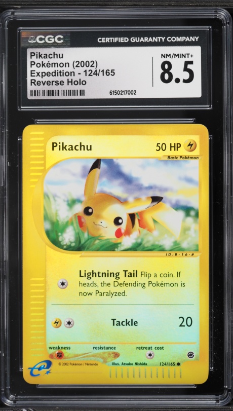 pikachu expedition pokemon card Reverse Holo 124/165 Lightning Colorless Lightning Tail Flip a coin Pikachu (Expedition Base Set TCG)