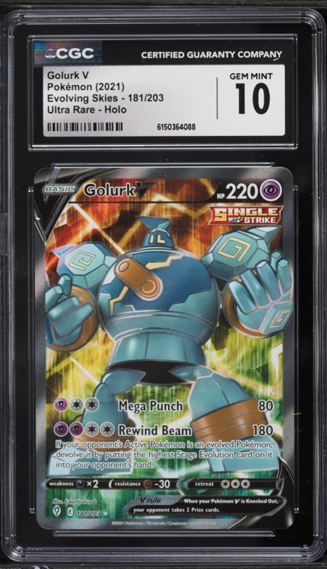2021 Pokemon Sword & Shield Evolving Skies Full Art Golurk V #181 CGC 10 GEM MINT