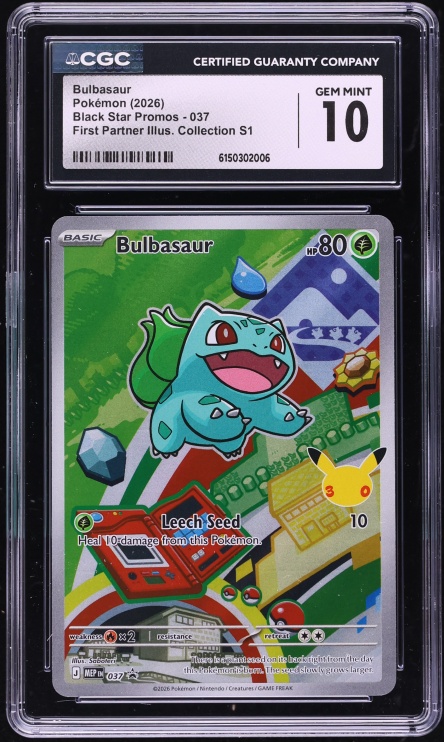 2026 Pokemon Mega Evolution Promo First Partner Illustration S1 Full Art Bulbasaur #37 CGC 10