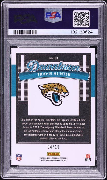 2025 Panini Donruss Downtown! Gold Travis Hunter ROOKIE /10 #13 PSA 10 GEM MINT