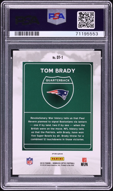2018 Donruss Optic Downtown Tom Brady #DT-1 PSA 10 GEM MINT