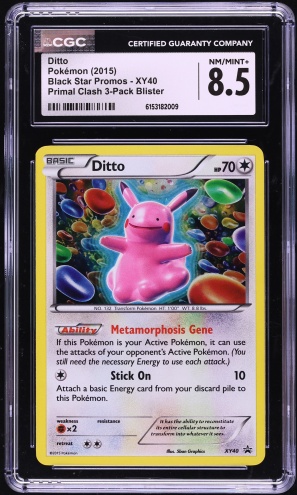 2015 Pokemon Black Star Promo Primal Clash 3-Pack Blister Ditto #XY40 CGC 8.5 NM-MT+