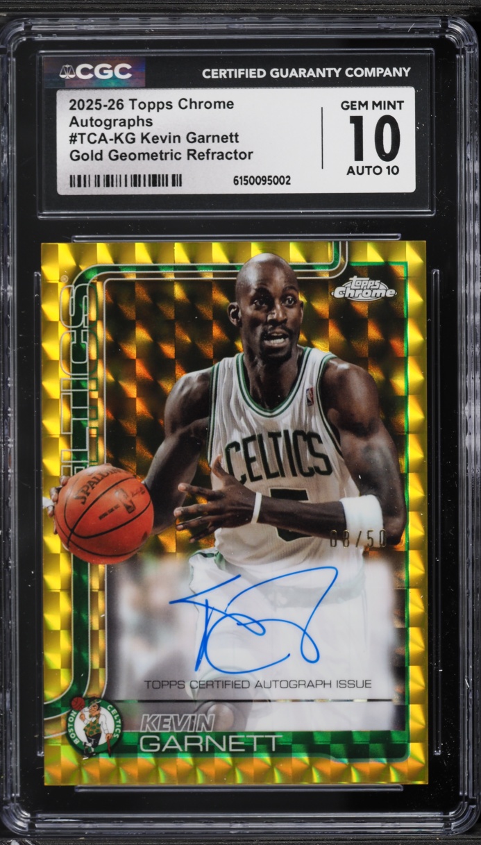 2025 Topps Chrome Gold Geometric Refractor Kevin Garnett AUTO /50 #TCA-KG CGC 10 GEM MINT